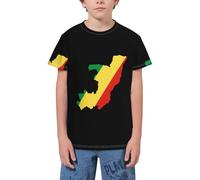 QWEFVB T-shirt à manches courtes pour adolescents avec emblème d'Algérie, Drapeau Carte du Congo 10, 5-6 ans