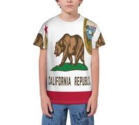 QWEFVB T-shirt à manches courtes pour adolescents avec emblème national du Nouveau-Mexique, Drapeau de la Californie 9, 5-6 ans