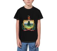 QWEFVB T-shirt à manches courtes pour adolescents avec emblème national du Wisconsin, Emblème national du Vermont 12, 9-10 ans