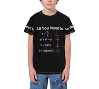 QWEFVB T-shirt à manches courtes pour adolescents, garçons et filles, All You Need is Love Math 4, 3-4 ans