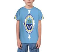 QWEFVB T-shirt à manches courtes pour adolescents Motif carte de Sainte-Lucie, Drapeau de Micronésie 3, 11-12 ans