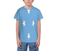QWEFVB T-shirt à manches courtes pour adolescents Motif carte de Sainte-Lucie, Drapeau de Micronésie 2, 5-6 ans