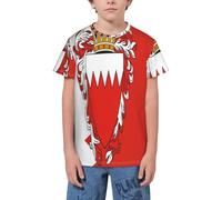 QWEFVB T-shirt à manches courtes pour adolescents Motif carte de Sainte-Lucie, Drapeau du Bahreïn 13, 11-12 ans