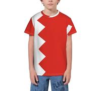 QWEFVB T-shirt à manches courtes pour adolescents Motif carte de Sainte-Lucie, Drapeau du Bahreïn 14, 9-10 ans