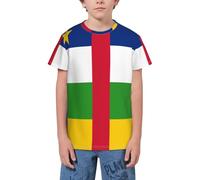QWEFVB T-shirt à manches courtes pour adolescents Motif carte du Botswana, Drapeau de l'Afrique centrale 15, 3-4 ans