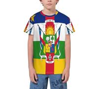 QWEFVB T-shirt à manches courtes pour adolescents Motif carte du Botswana, Drapeau de l'Afrique centrale 14, 5-6 ans