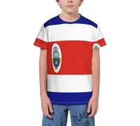 QWEFVB T-shirt à manches courtes pour adolescents Motif carte du drapeau de l'Estonie, Drapeau du Costa Rica 11, 3-4 ans