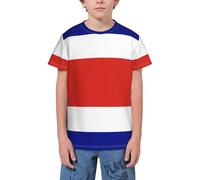 QWEFVB T-shirt à manches courtes pour adolescents Motif carte du drapeau de l'Estonie, Drapeau du Costa Rica 9, 13-14 ans