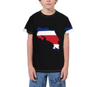 QWEFVB T-shirt à manches courtes pour adolescents Motif carte du drapeau de l'Estonie, Drapeau du Costa Rica Carte 13, 3-4 ans