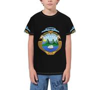 QWEFVB T-shirt à manches courtes pour adolescents Motif carte du drapeau de l'Estonie, Emblème national du Costa Rica 10, 3-4 ans