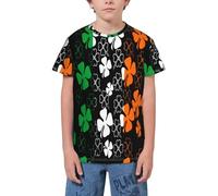 QWEFVB T-shirt à manches courtes « Welcome to Euba Youth » pour adolescents, garçons et filles, Drapeau trèfle 10, 11-12 ans