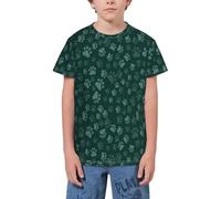 QWEFVB T-shirt à manches courtes « Welcome to Euba Youth » pour adolescents, garçons et filles, Empreintes de pattes d'animaux 8, 11-12 ans