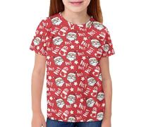 QWEFVB T-shirt décontracté à col rond pour filles et garçons avec imprimé graphique 3D de Noël, Ho Santa Claus, 15-16 Years