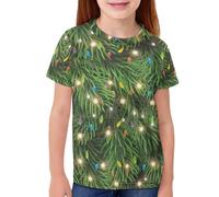 QWEFVB T-shirt décontracté à col rond pour filles et garçons avec imprimé graphique 3D de Noël, leger, 3-4 ans