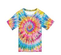 QWEFVB T-shirt d'été à manches courtes pour garçons et filles de 6 à 18 ans, t-shirts pour enfants avec impression 3D cool, Tie Dye Rose, 11-12 ans