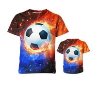 QWEFVB T-shirt graphique 3D pour garçons, filles, enfants, t-shirt d'été à manches courtes et col rond pour adolescents de 6 à 16 ans, Galaxy Soccer, 5-6 ans