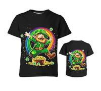 QWEFVB T-shirts graphiques 3D pour garçons et filles, col rond, unisexe, manches courtes, t-shirts fantaisie pour adolescents de 6 à 16 ans, Fête de la Saint-Patrick, 9-10 ans
