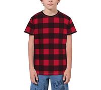 QWEFVB Tee-shirt à manches courtes pour adolescents - Vert - Ligne fine - Carré - Pour adolescents - Garçons et filles, Buffalo Plaid 4, 11-12 ans