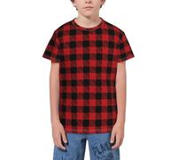 QWEFVB Tee-shirt à manches courtes pour adolescents - Vert - Ligne fine - Carré - Pour adolescents - Garçons et filles, Buffalo Plaid Rouge 6, 9-10 ans