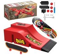 QWEPU Fingerboard Skate Park Kit,Mini Skateboard, Cadeau d'anniversaire（A） | Finger Skate Park Kit Rampe de Touche avec