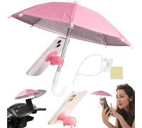 QWEPU Mini Parapluie pour Téléphone, Parapluie pour téléphone, Parapluie pour téléphone avec ventouse Support de téléphone pour téléphone extérieur Sun Shad Pare-soleil Visière,rose