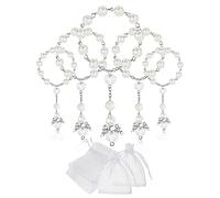 Qwertfeet 30 Pcs Baptême Chapelet Acrylique Perles Mini Rosaires Sacs en Organza pour La Première Communion Baptême