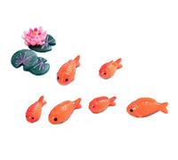 Qwertfeet 8pc / lot Figurines Miniatures de Poisson Rouge Animaux de Jardin Mini de fee decoratifs Ornements de -Paysage de Mousse Jouet de en resine
