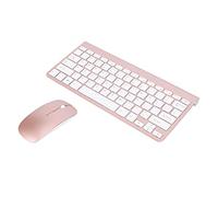 Qwertfeet Clavier sans fil ultra fin 2,4 GHz et souris combinées avec récepteur USB clavier souris set pour Apple PC WindowsXP / 7/8/10 (or rose)