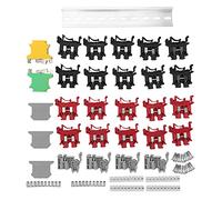 Qwertfeet Kit de bornier DIN Rail + blocs de terre + rails en aluminium + supports d'extrémités + embouts + embouts + kit cavaliers