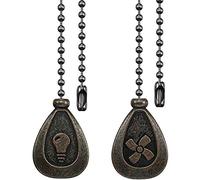 Qwertfeet Lot de 2 chaînes pour ventilateur de plafond en 2 pièces, rallonge pour pendentif une chaîne décorative pour ventilateur, éclairage et ventilateur une boule de perles