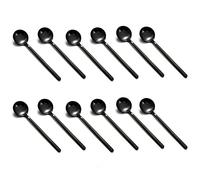 Qwertfeet Mini cuillères à dessert cuillères à café cuillères à café en plaqué noir poignée mouillée pour dessert thé crème glacée gâteau café lot de 12