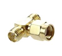 Qwertfeet R 2 Pcs RP SMA Male a RP SMA Triple T Adaptateur connecteur 3 Voies Repartiteur Or