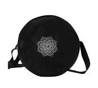 Qwertfeet Sac de Yoga Roues en Nylon Noir Mandala Flower 36X14Cm Sac de Yoga Cercle pour Roues de Yoga de Grande Capacité