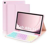 QWERTY Étui clavier pour Galaxy Tab A9 Plus 11 pouces, 7 couleurs, avec clavier Bluetooth amovible et porte-stylet
