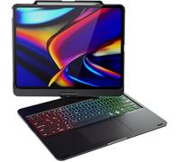 QWERTY Étui clavier pour iPad Air 13""(M3/M2)/iPad Pro 13""(M4),iPad Pro 12,9""(6e/5e/4e/3e génération),rotation 360°,noir