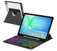 QWERTY Étui clavier pour Samsung Galaxy Tab S10 FE 5G/S9 FE 10,9 pouces et S9 11 pouces, rétroéclairage arc-en-ciel 7 couleurs