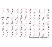 Qwerty Keys Arabe Autocollant Clavier Transparent avec des Lettres Rouge - Convient pour ne Importe Quel Clavier