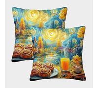 QWERTYUIOPD Breakfast Still Life Housses Oreiller Taies Oreiller 3D Lot de 2 Polyester Fermeture Invisibile Chambre Enfant Adulte 45x45cm
