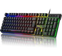 QWERTZ Gaming Keyboard,RGB Backlight,USB Wired Keyboard with Numeric Keypad,Silent Typing for PC,Laptop,PS4,Xbox,Windows