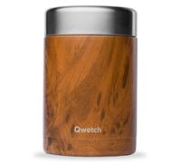 QWETCH - Boite Repas Isotherme - Lunchbox Inox - 5h Chaud et 7h Froid - Sans BPA, Étanche & Reutilisable (Wood, 600ml)