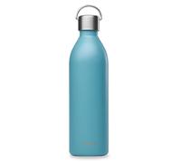 Qwetch - Bouteille Isotherme Active Bleu Acier 1L - Gourde avec Anse Inox Recyclé - 24h Froid et 12h Chaud - Etanche & Compacte
