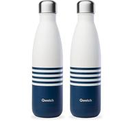 Qwetch - Bouteille Isotherme Marinière Bleu 500ml - Gourde Nomade Inox - 24h Froid et 12h Chaud - Etanche, Sans BPA & Réutilisable - Gourde isotherme pour Sport, Voyage, Bureau, Randonnée (Lot de 2)