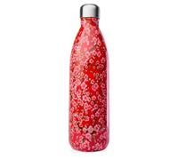 Qwetch - Bouteille Isotherme Originals Flowers Rouge 1L - 24h Froid et 12h Chaud - Etanche & Réutilisable - Gourde inox isotherme pour Sport, Voyage, Bureau, Randonnée