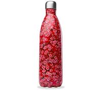 QWETCH - Bouteille Isotherme Originals Flowers Rouge 1L - 24h Froid et 12h Chaud - Etanche, Sans BPA & Réutilisable - Gourde inox isotherme pour Sport, Voyage, Bureau, Randonnée