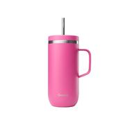 QWETCH - Cold Cup 600ml avec Poignée et Paille - 24h Glacé & 12h Froid - Magenta - Gourde Isotherme en Inox, Tasse Thermo Café