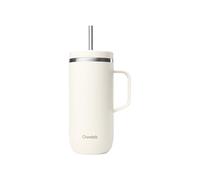 QWETCH - Cold Cup 600ml avec Poignée et Paille - 24h Glacé & 12h Froid - Sable - Gourde Isotherme en Inox, Tasse Thermo Café