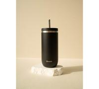 QWETCH - Cold Cup Isotherme avec Paille 600ml Noir - 24h Glacé & 12 Froid - Inox Recyclé, Anti-Éclaboussure - Idéale pour Boissons Fraîches, Bubble Tea et Café Glacé