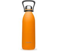 Qwetch - Grande Bouteille Isotherme - Orange 2L - 48h Froid et 16h Chaud - Etanche & Sans BPA - Gourde Inox avec Poignée de Portage - Thermos isotherme pour Pique-nique, Camping, Famille