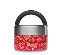 QWETCH - Lunch Box Isotherme Inox avec Poignée - Flowers Rouge 650ml - Boîte Alimentaire Repas Chaud - 5h Chaud et 7h Froid - Etanche & Sans-BPA