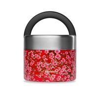 QWETCH - Lunch Box Isotherme Inox avec Poignée - Flowers Rouge 850ml - Boîte Alimentaire Repas Chaud - 5h Chaud et 7h Froid - Etanche & Sans-BPA